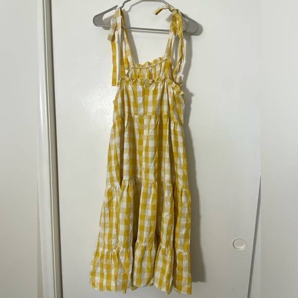 SHEIN Yellow and white Gingham print ruffle hem cami dress size 2XL - Picture 3 of 3